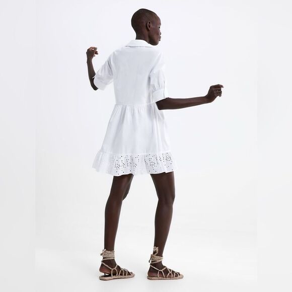ZARA EMBROIDERED RUFFLED DRESS - Picture 4 of 6